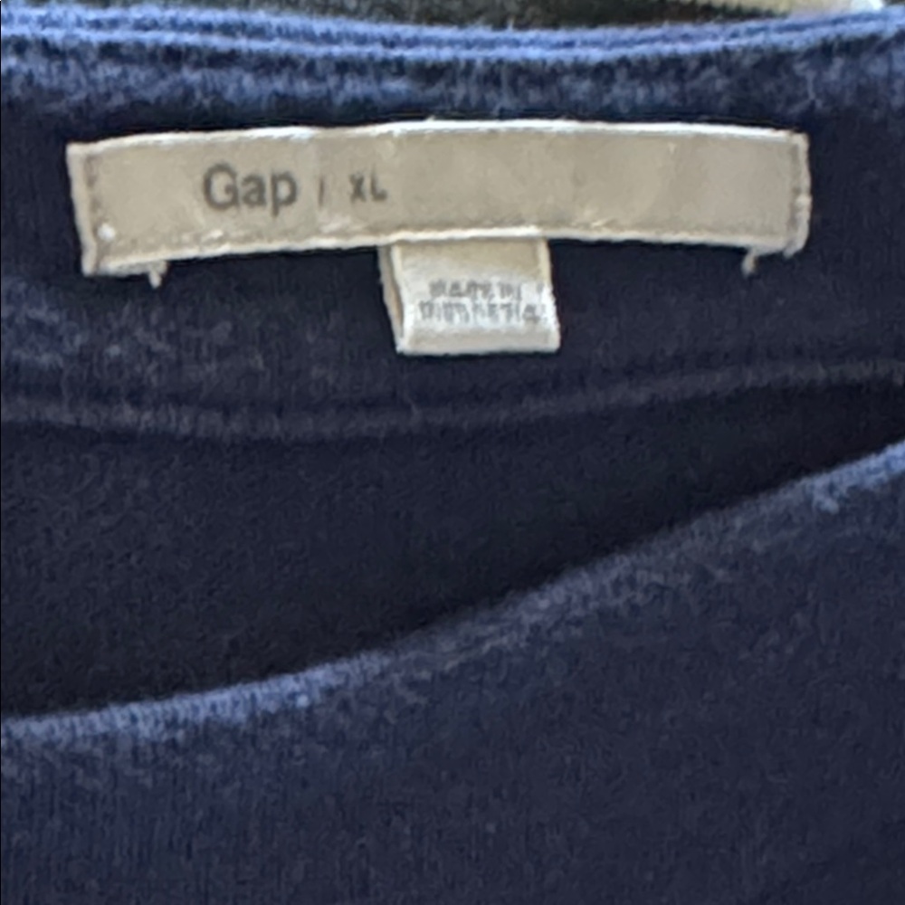 GAP Navy gray ivory striped casual Dress Sz XL cotton 3/4 sleeves - Picture 10 of 12